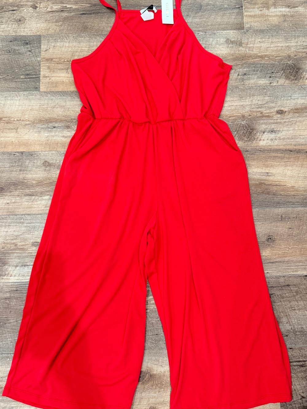 Gilli Red Sleeveless Wide-Leg Jumpsuit